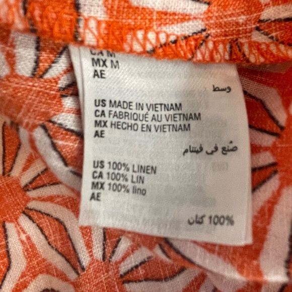 Charter club luxury linen button up blouse ruffle sleeve M - Picture 6 of 6